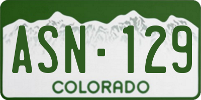 CO license plate ASN129