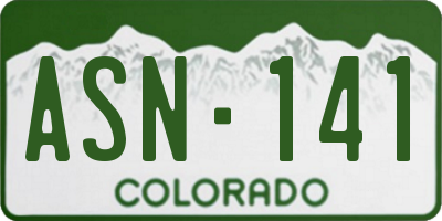 CO license plate ASN141