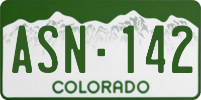 CO license plate ASN142