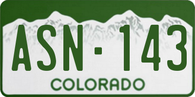 CO license plate ASN143