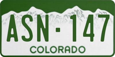 CO license plate ASN147