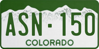 CO license plate ASN150