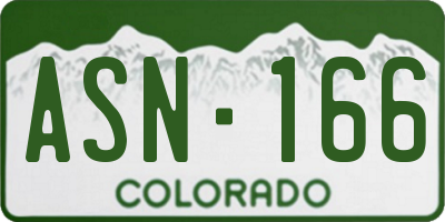 CO license plate ASN166