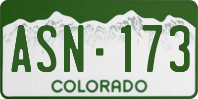 CO license plate ASN173