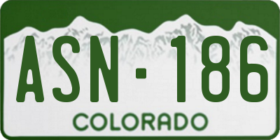 CO license plate ASN186