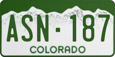 CO license plate ASN187