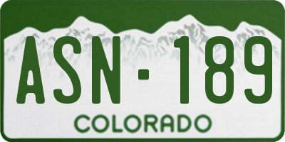 CO license plate ASN189