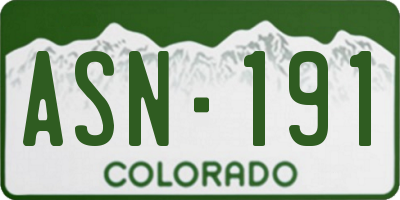 CO license plate ASN191