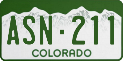 CO license plate ASN211