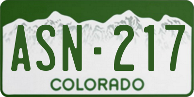 CO license plate ASN217