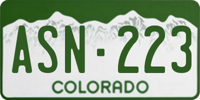 CO license plate ASN223