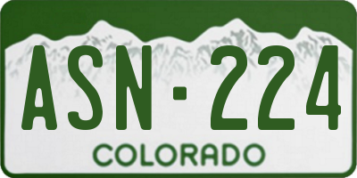 CO license plate ASN224