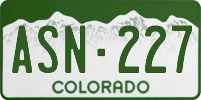 CO license plate ASN227