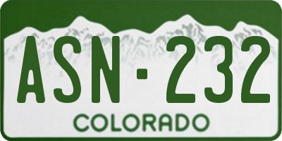 CO license plate ASN232