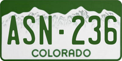 CO license plate ASN236