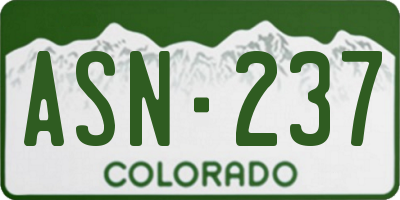 CO license plate ASN237