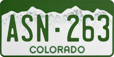 CO license plate ASN263