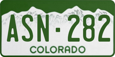 CO license plate ASN282