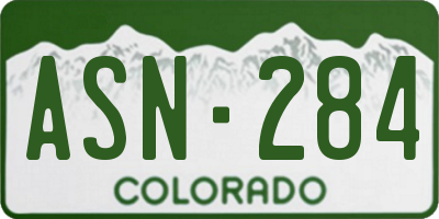 CO license plate ASN284