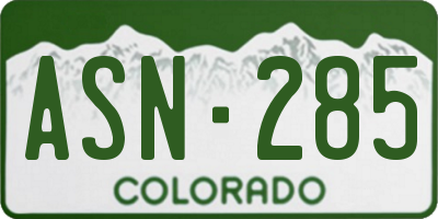 CO license plate ASN285