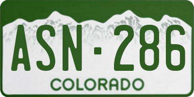 CO license plate ASN286