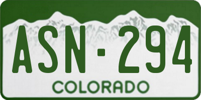 CO license plate ASN294