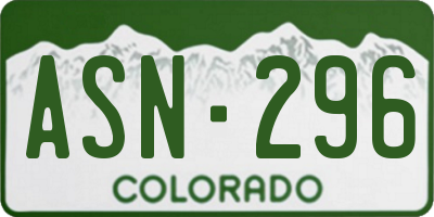 CO license plate ASN296