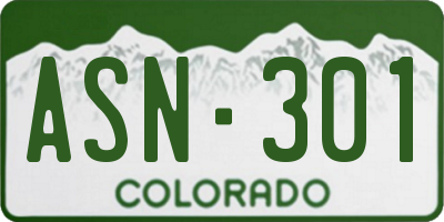 CO license plate ASN301