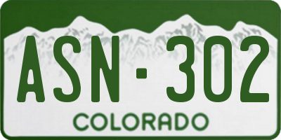 CO license plate ASN302
