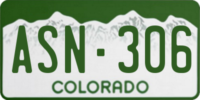 CO license plate ASN306