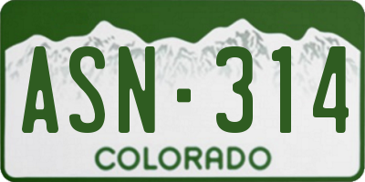 CO license plate ASN314