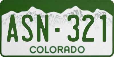 CO license plate ASN321