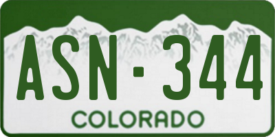 CO license plate ASN344
