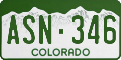 CO license plate ASN346