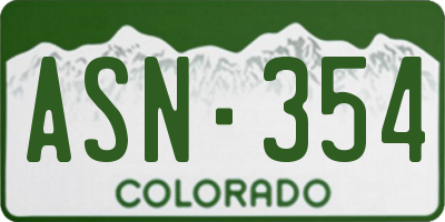 CO license plate ASN354