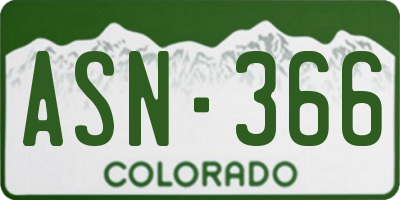CO license plate ASN366