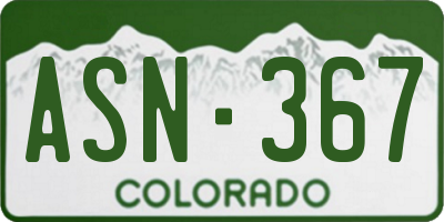 CO license plate ASN367