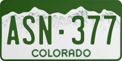 CO license plate ASN377
