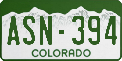 CO license plate ASN394