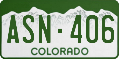 CO license plate ASN406