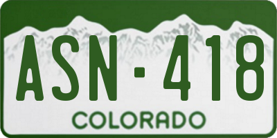 CO license plate ASN418
