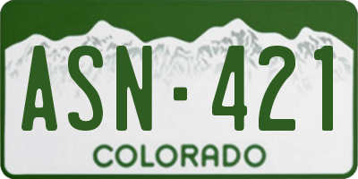 CO license plate ASN421