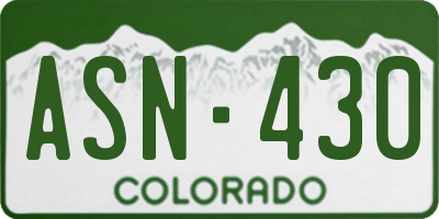 CO license plate ASN430