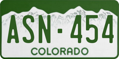 CO license plate ASN454