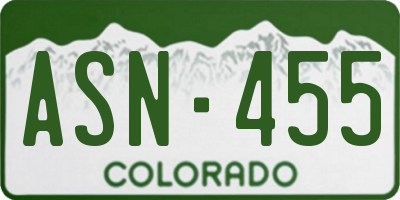 CO license plate ASN455