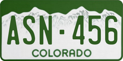 CO license plate ASN456