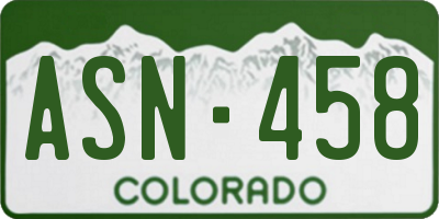 CO license plate ASN458