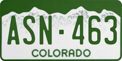 CO license plate ASN463