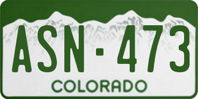 CO license plate ASN473