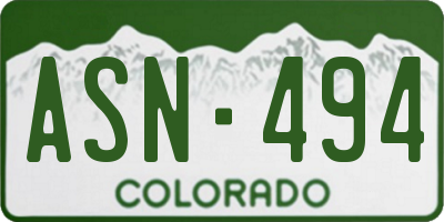 CO license plate ASN494